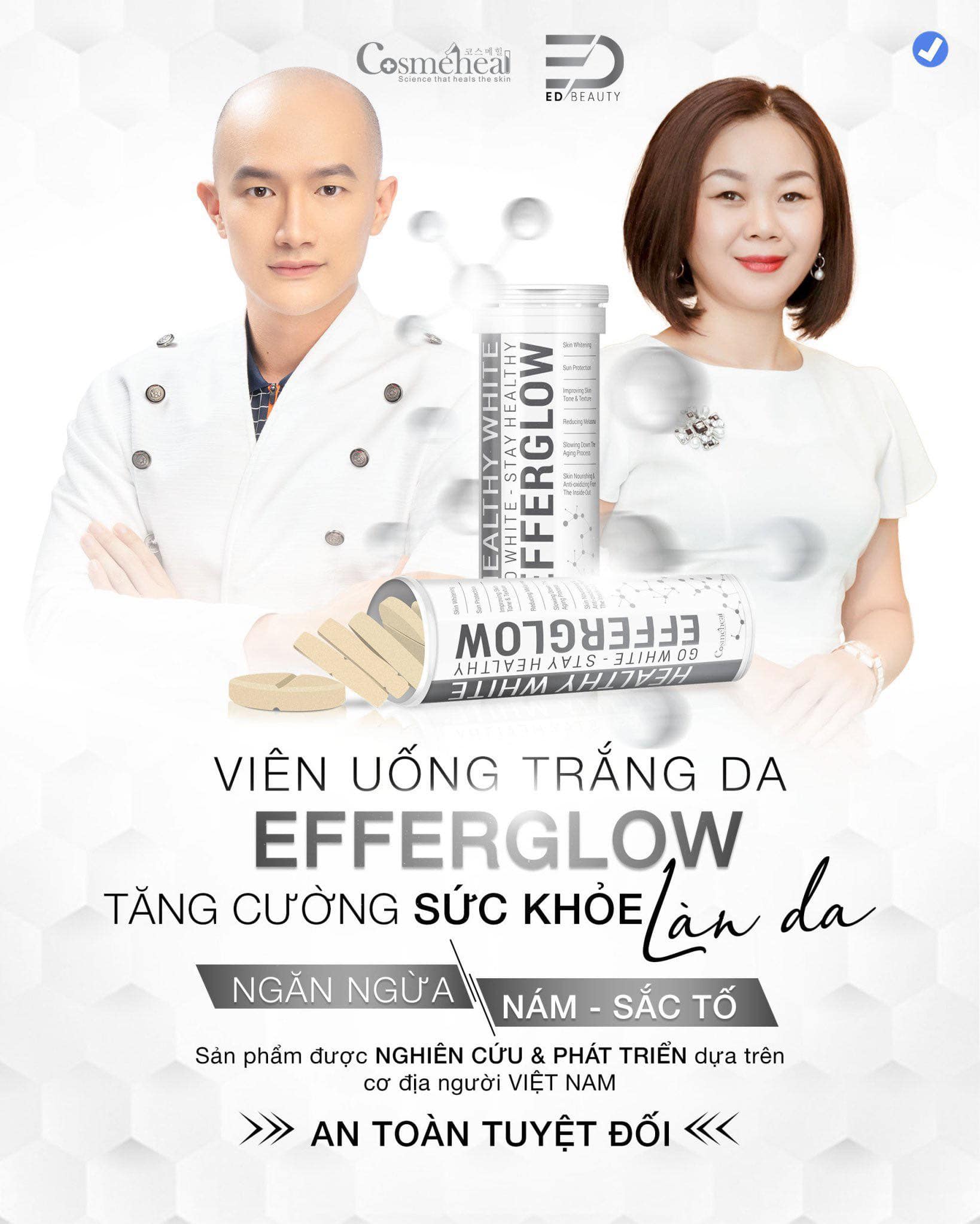  Viên Sủi Uống Trắng Da Cosmeheal Healthy White EfferGlow 30 viên 